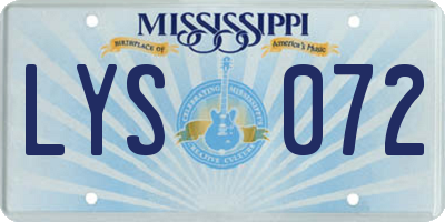 MS license plate LYS072