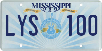 MS license plate LYS100