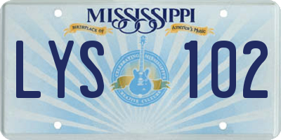 MS license plate LYS102