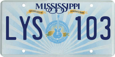 MS license plate LYS103