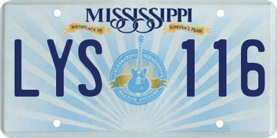 MS license plate LYS116