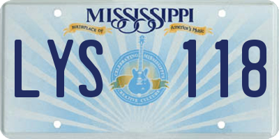 MS license plate LYS118