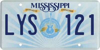 MS license plate LYS121