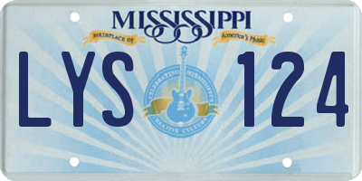 MS license plate LYS124