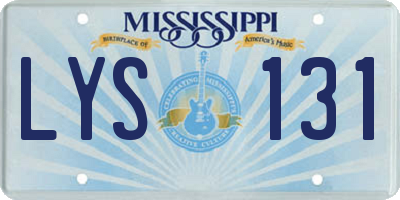 MS license plate LYS131