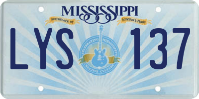 MS license plate LYS137