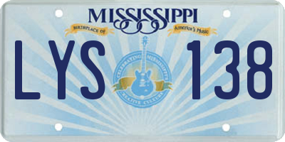 MS license plate LYS138