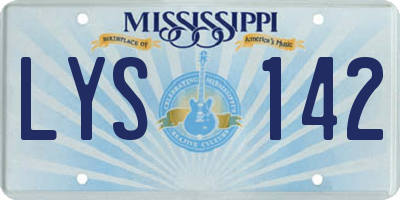 MS license plate LYS142
