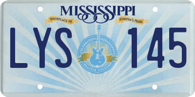 MS license plate LYS145
