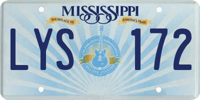 MS license plate LYS172