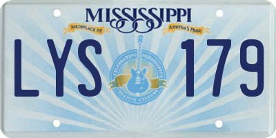 MS license plate LYS179