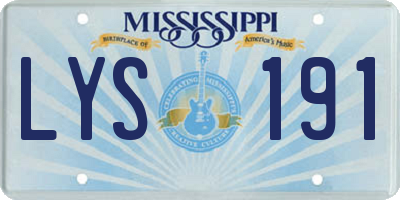 MS license plate LYS191