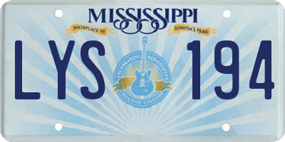 MS license plate LYS194