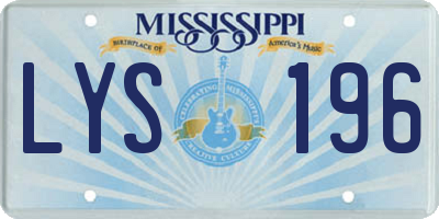 MS license plate LYS196