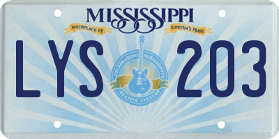 MS license plate LYS203