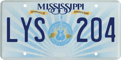 MS license plate LYS204