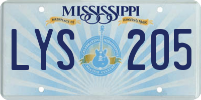 MS license plate LYS205