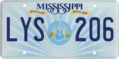 MS license plate LYS206