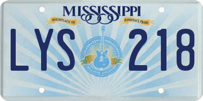 MS license plate LYS218