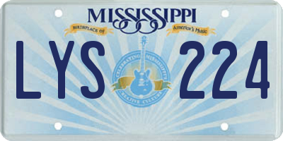 MS license plate LYS224