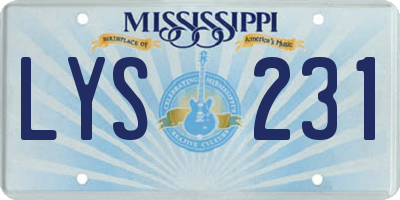 MS license plate LYS231