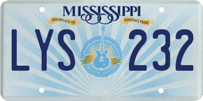 MS license plate LYS232