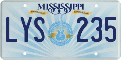 MS license plate LYS235