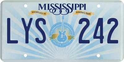 MS license plate LYS242