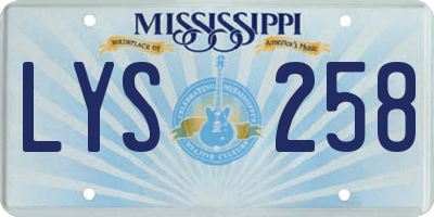 MS license plate LYS258