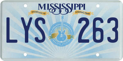 MS license plate LYS263