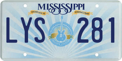 MS license plate LYS281