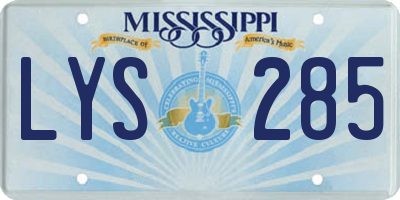 MS license plate LYS285