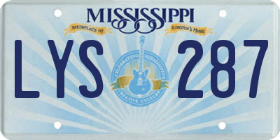 MS license plate LYS287