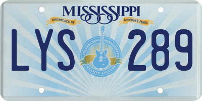 MS license plate LYS289