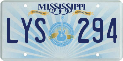 MS license plate LYS294