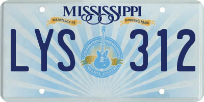 MS license plate LYS312
