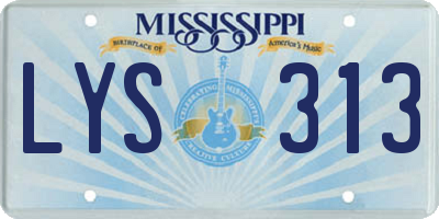 MS license plate LYS313