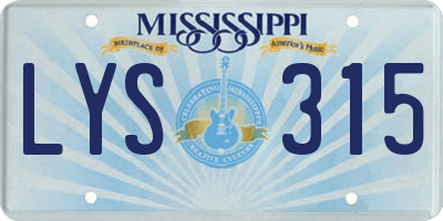 MS license plate LYS315