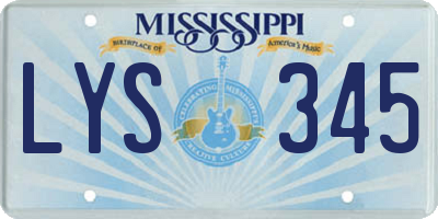 MS license plate LYS345
