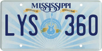 MS license plate LYS360