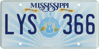 MS license plate LYS366