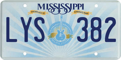 MS license plate LYS382