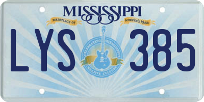 MS license plate LYS385