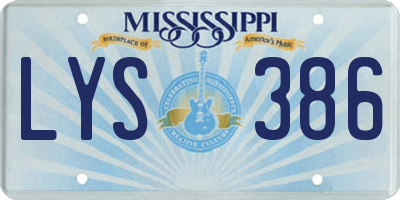 MS license plate LYS386