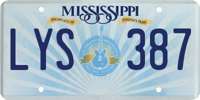 MS license plate LYS387