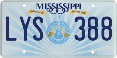 MS license plate LYS388