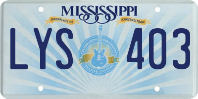 MS license plate LYS403