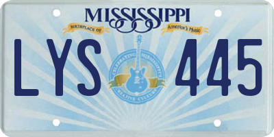 MS license plate LYS445