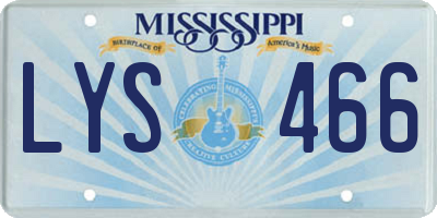 MS license plate LYS466