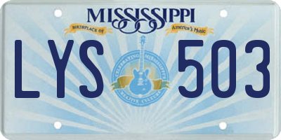 MS license plate LYS503